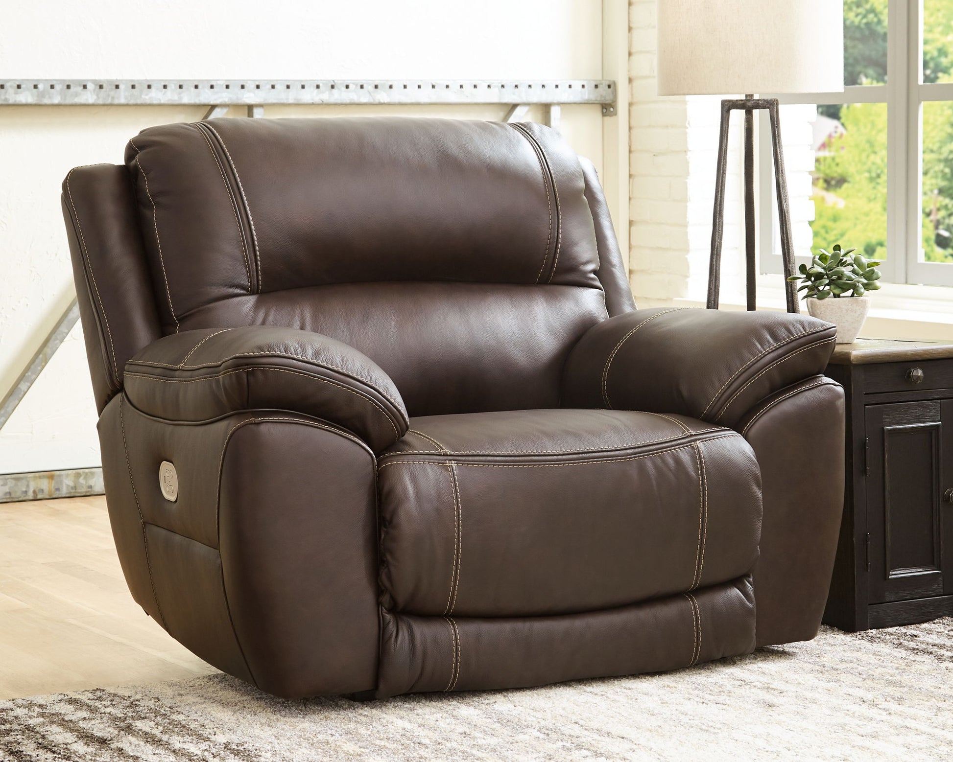 Dunleith - Chocolate - Zero Wall Recliner w/PWR HDRST - Hornell Furniture Outlet