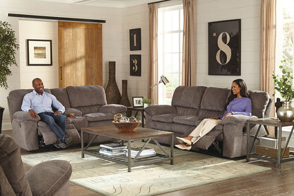 Reyes - Lay Flat Reclining Console Loveseat With Storage & Cupholders - Hornell Furniture Outlet