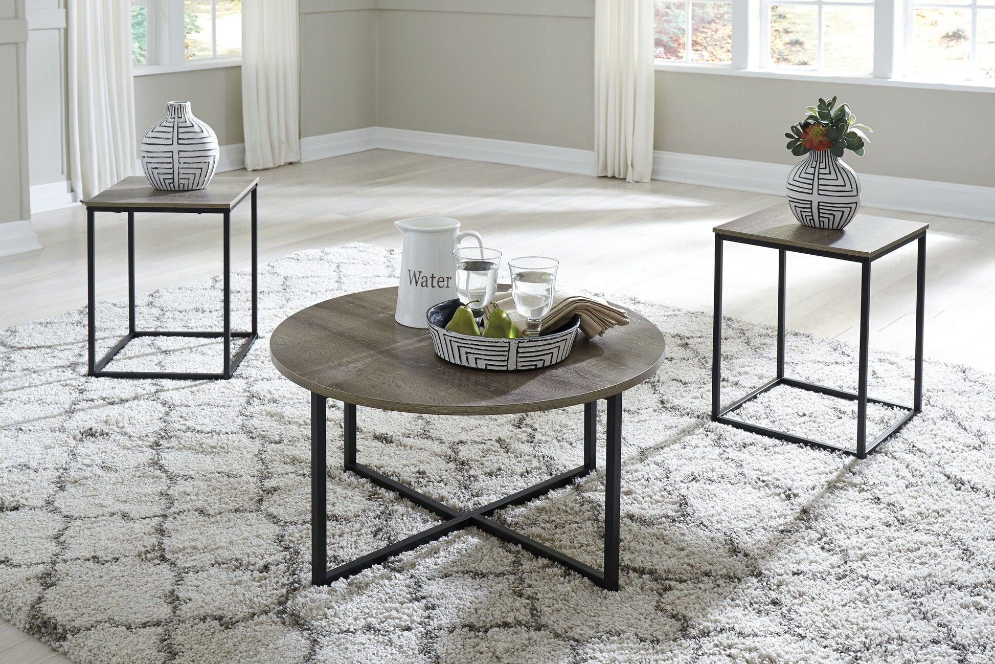 Wadeworth - Occasional Table Set (Set of 3) - Brown / Beige - Hornell Furniture Outlet