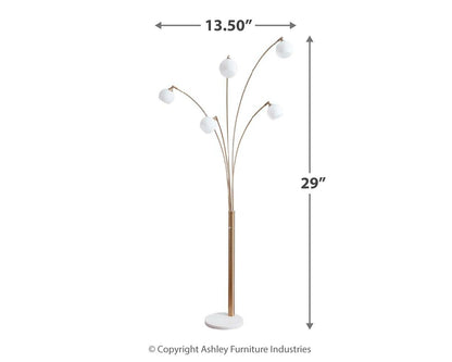 Taliya - Champagne / White - Metal Arc Lamp - Hornell Furniture Outlet