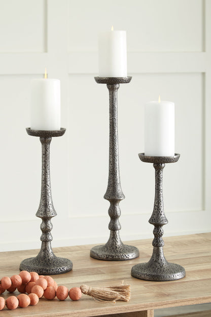 Eravell - Pewter Finish - Candle Holder Set (Set of 3) - Hornell Furniture Outlet