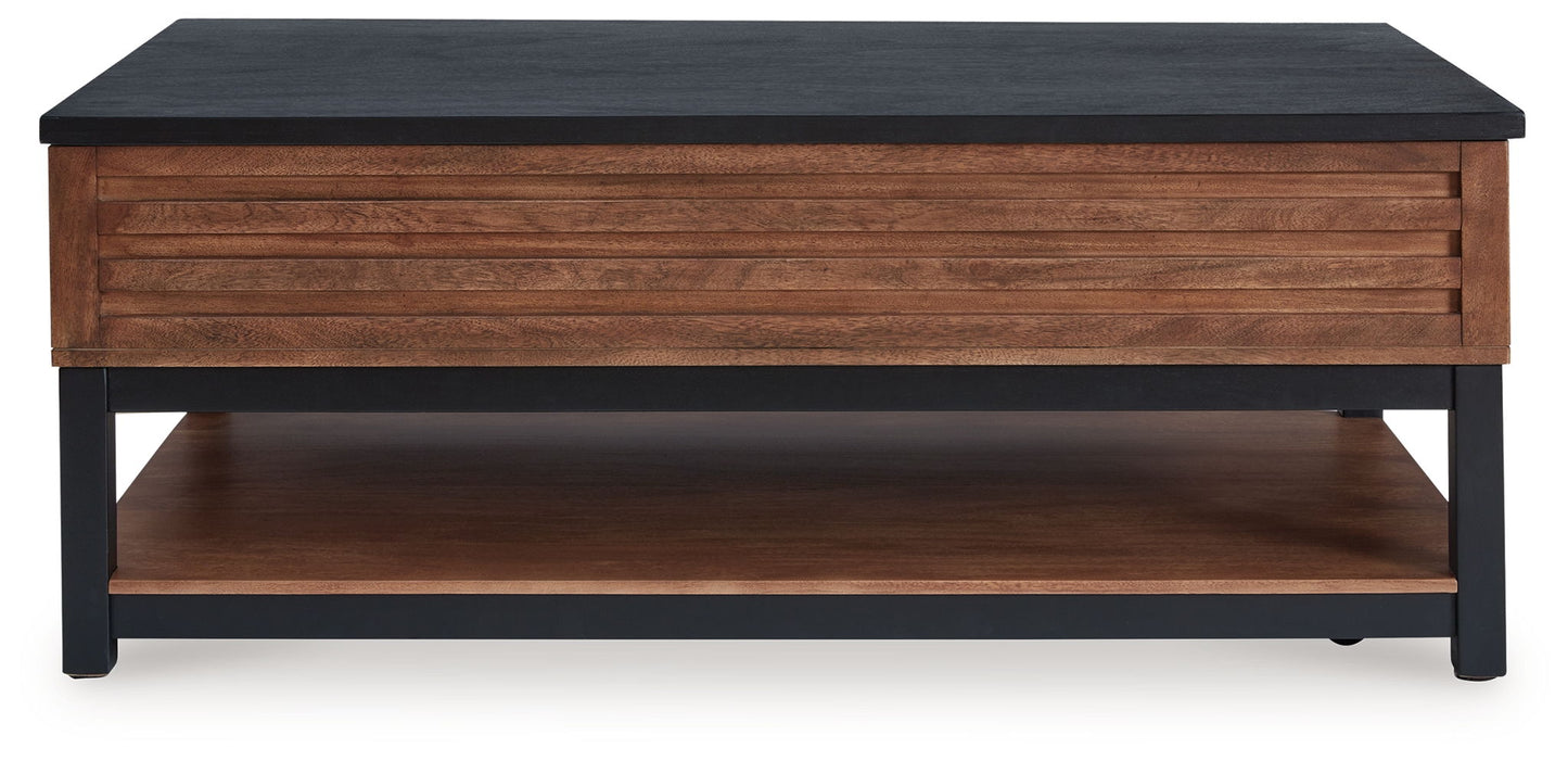 Kallari - Warm Brown / Black - Lift Top Cocktail Table - Hornell Furniture Outlet