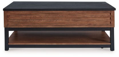 Kallari - Warm Brown / Black - Lift Top Cocktail Table - Hornell Furniture Outlet