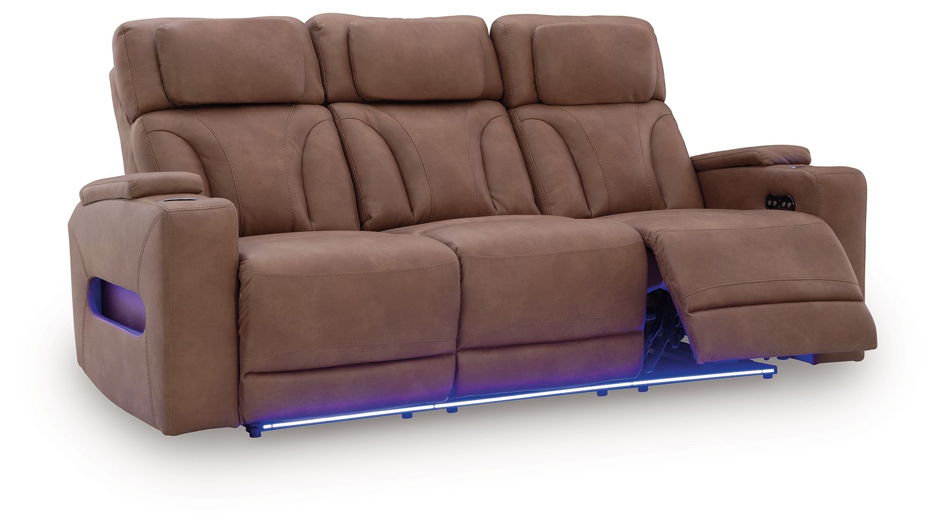 Clean - Slate - Caramel - Power Reclining Sofa / Adj Headrest - Hornell Furniture Outlet