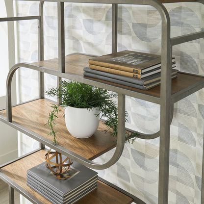 Jaddon - Brown / Antique Silver - Bookcase - Hornell Furniture Outlet