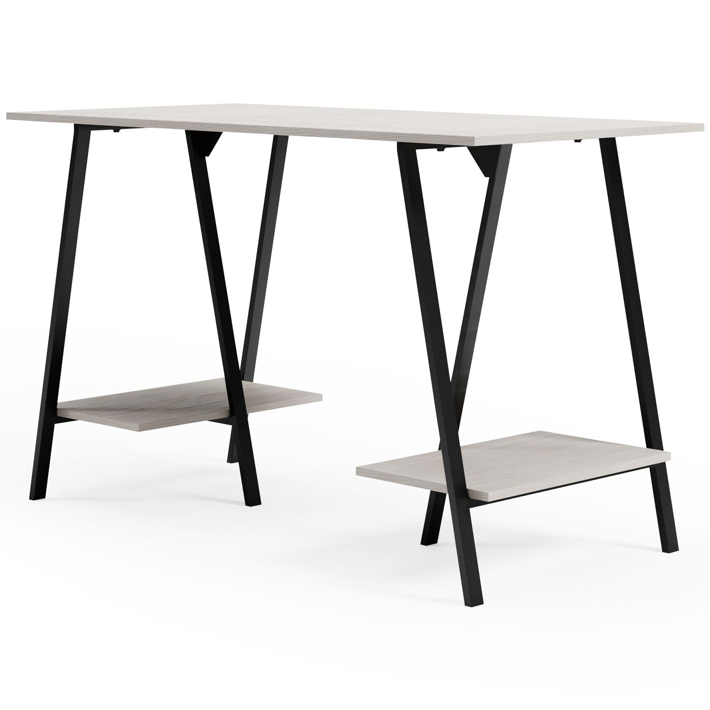 Bayflynn - White / Black - Home Office Desk - 2 Fixed Shelves - Hornell Furniture Outlet
