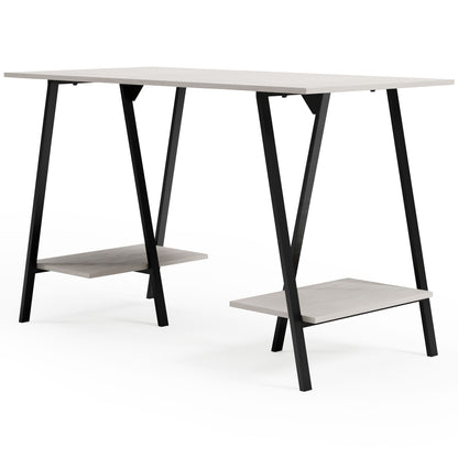 Bayflynn - White / Black - Home Office Desk - 2 Fixed Shelves - Hornell Furniture Outlet