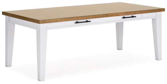 Ashbryn - White / Natural - Rectangular Dining Room Table - Hornell Furniture Outlet