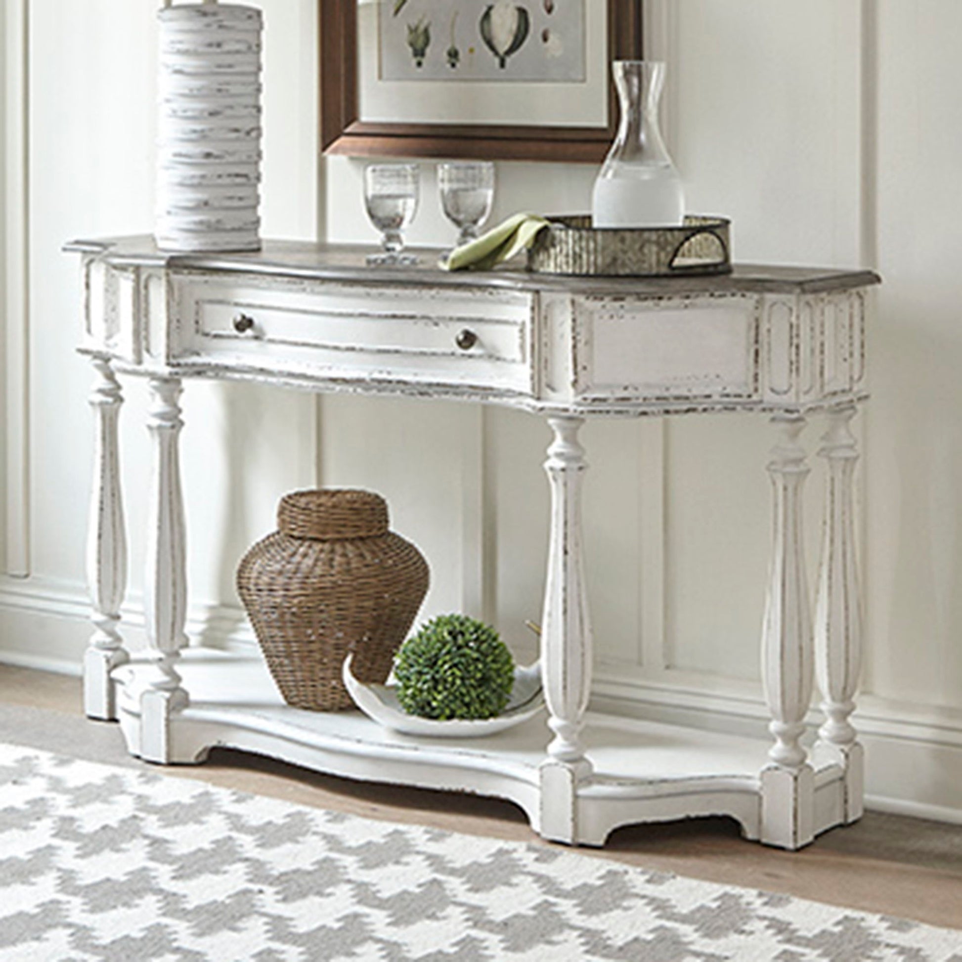 Magnolia Manor - Hall Console Table - White - Hornell Furniture Outlet