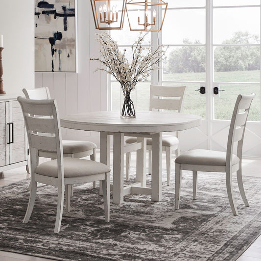 Backroads - 5 Piece Pedestal Table Set - White - Hornell Furniture Outlet