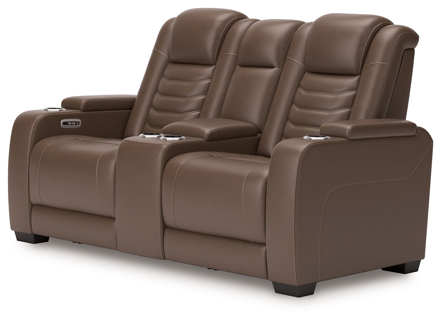 High Impact - Tobacco - Power Reclining Loveseat With Console / Adj Hdrst - Hornell Furniture Outlet