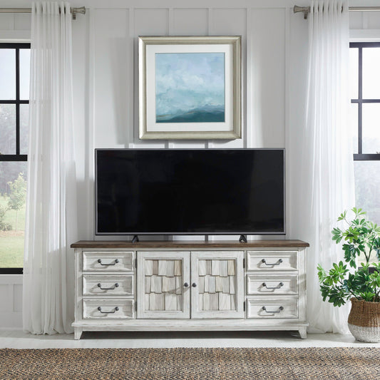 River Place - 75" Entertainment Console - White - Hornell Furniture Outlet