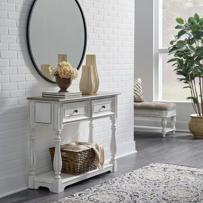 Magnolia Manor - Hall Console Bottom With Shelf For Display & Storage - White - Hornell Furniture Outlet