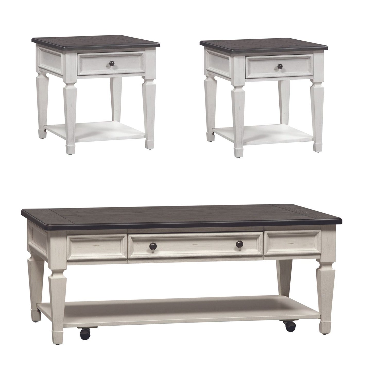 Allyson Park - 3 Piece Table Set - White - Hornell Furniture Outlet
