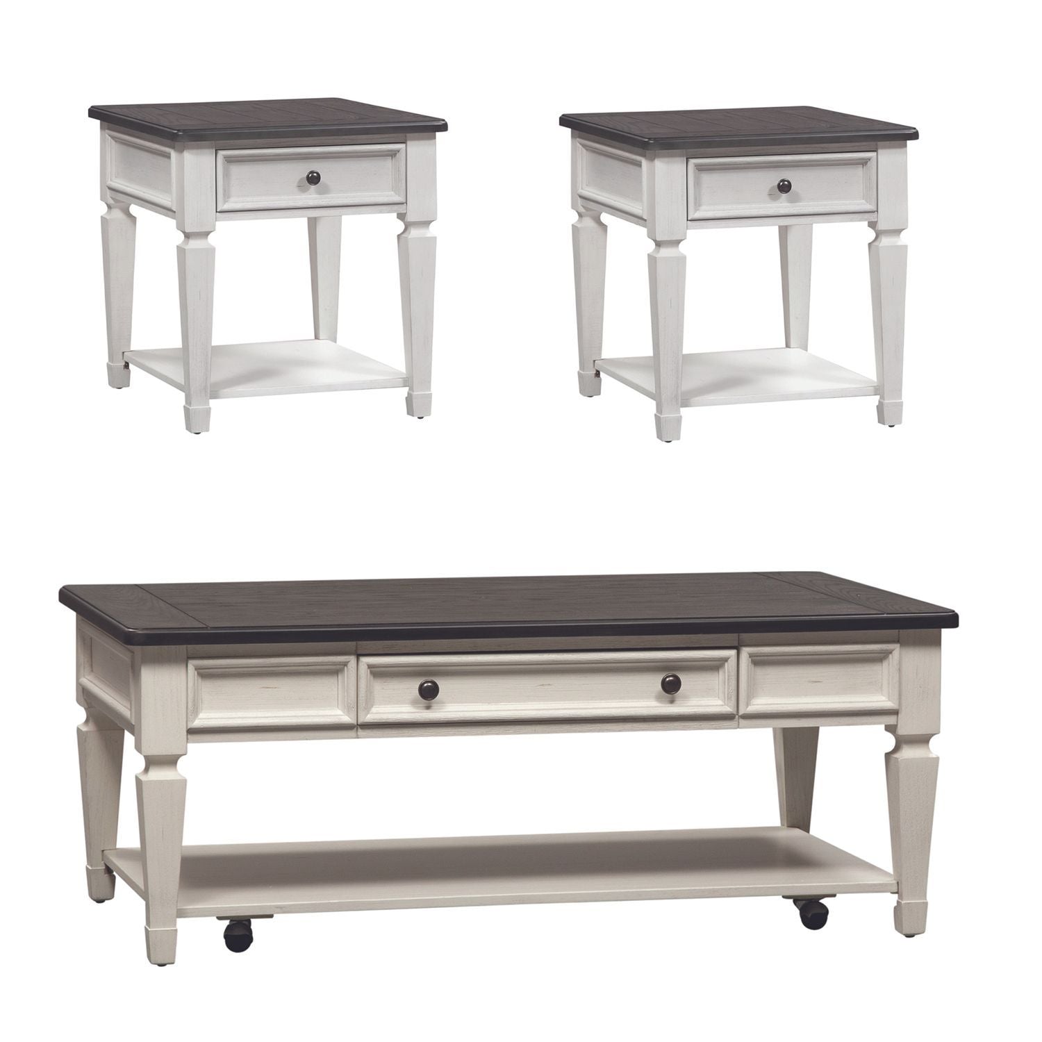 Allyson Park - 3 Piece Table Set - White - Hornell Furniture Outlet