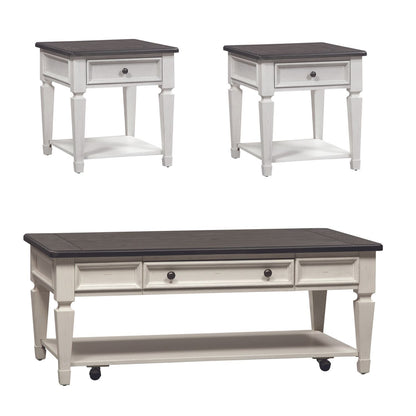 Allyson Park - 3 Piece Table Set - White - Hornell Furniture Outlet