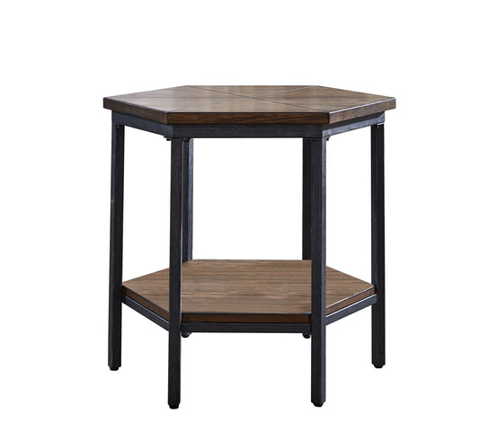 Ultimo - Hexagon End Table - Brown - Hornell Furniture Outlet