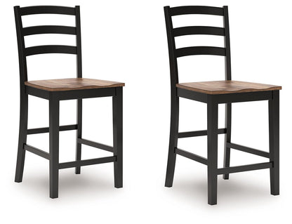 Wildenauer - Brown / Black - Barstool (Set of 2) - Hornell Furniture Outlet