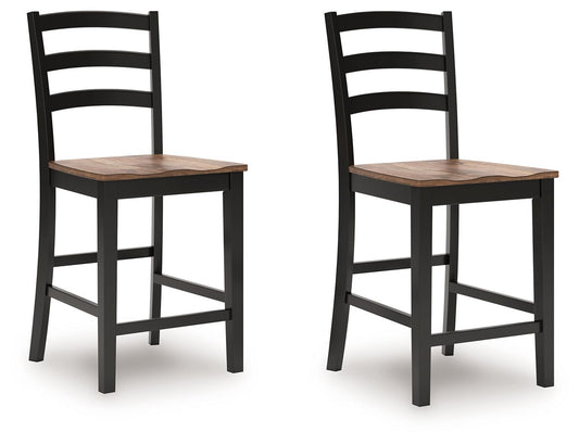 Wildenauer - Brown / Black - Barstool (Set of 2) - Hornell Furniture Outlet