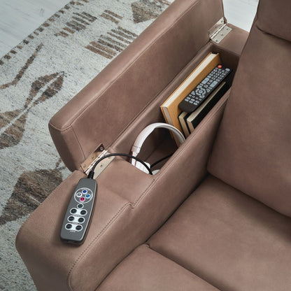 Lorrenton - Caramel - Glider Power Recliner With Audio System - Hornell Furniture Outlet