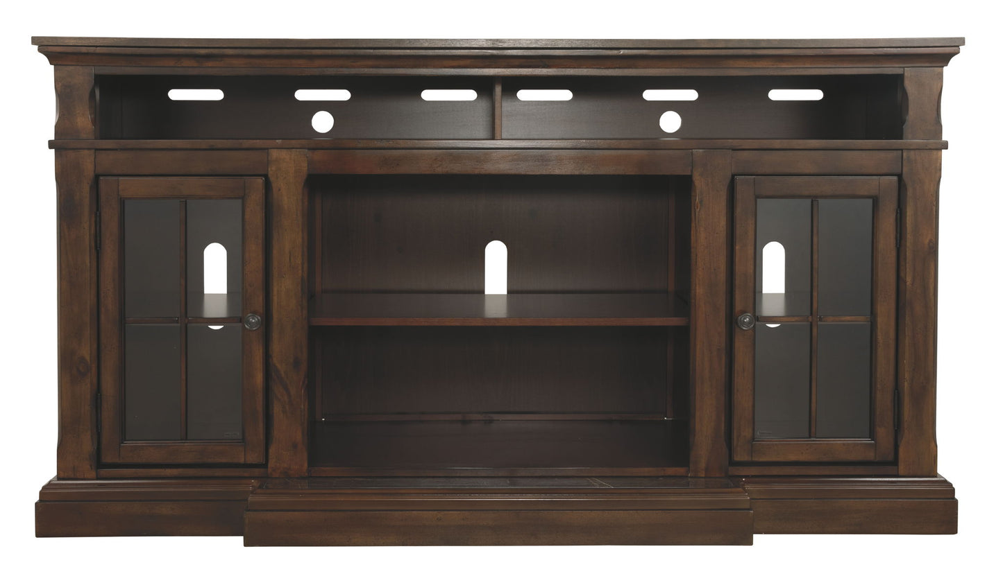 Roddinton - Dark Brown - XL TV Stand w/Fireplace Option - Hornell Furniture Outlet