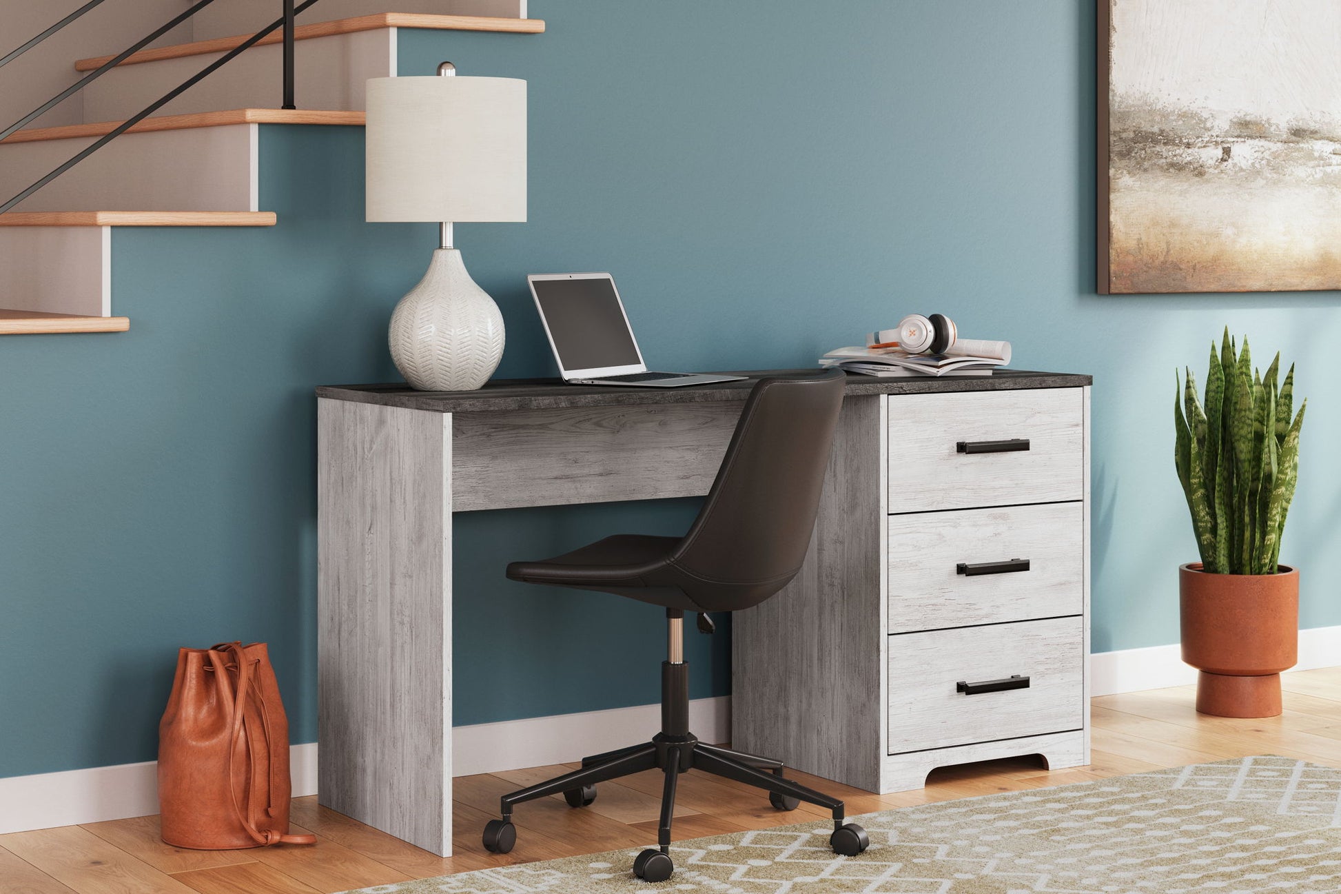 Shawburn - White / Dark Charcoal Gray - Home Office Desk - Hornell Furniture Outlet