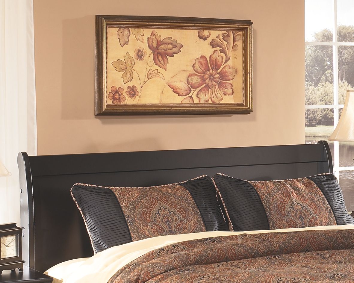 Huey Vineyard - Black - Queen Sleigh Headboard - Hornell Furniture Outlet