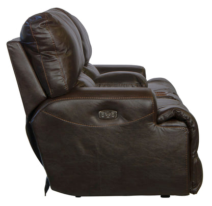 Wembley - Power Headrest With Lumbar Lay Flat Reclining Console Loveseat - Hornell Furniture Outlet