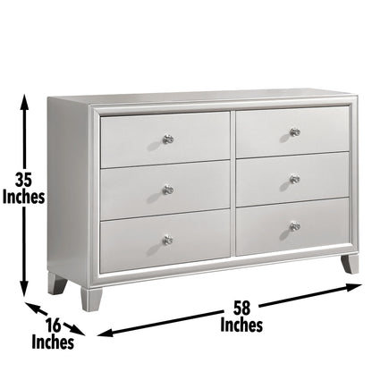 Omni - 5 Piece King Bedroom Set - Pearl Silver - Hornell Furniture Outlet