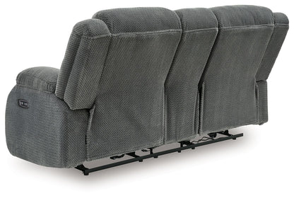 Observation - Double Reclining Power Loveseat With Console - Steel - Hornell Furniture Outlet