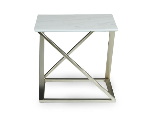 Zurich - End Table With Faux White Marble Top - White - Hornell Furniture Outlet
