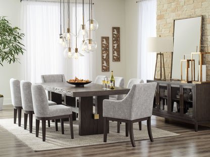 Burkhaus - Beige / Dark Brown - Dining UPH Arm Chair (Set of 2) - Hornell Furniture Outlet