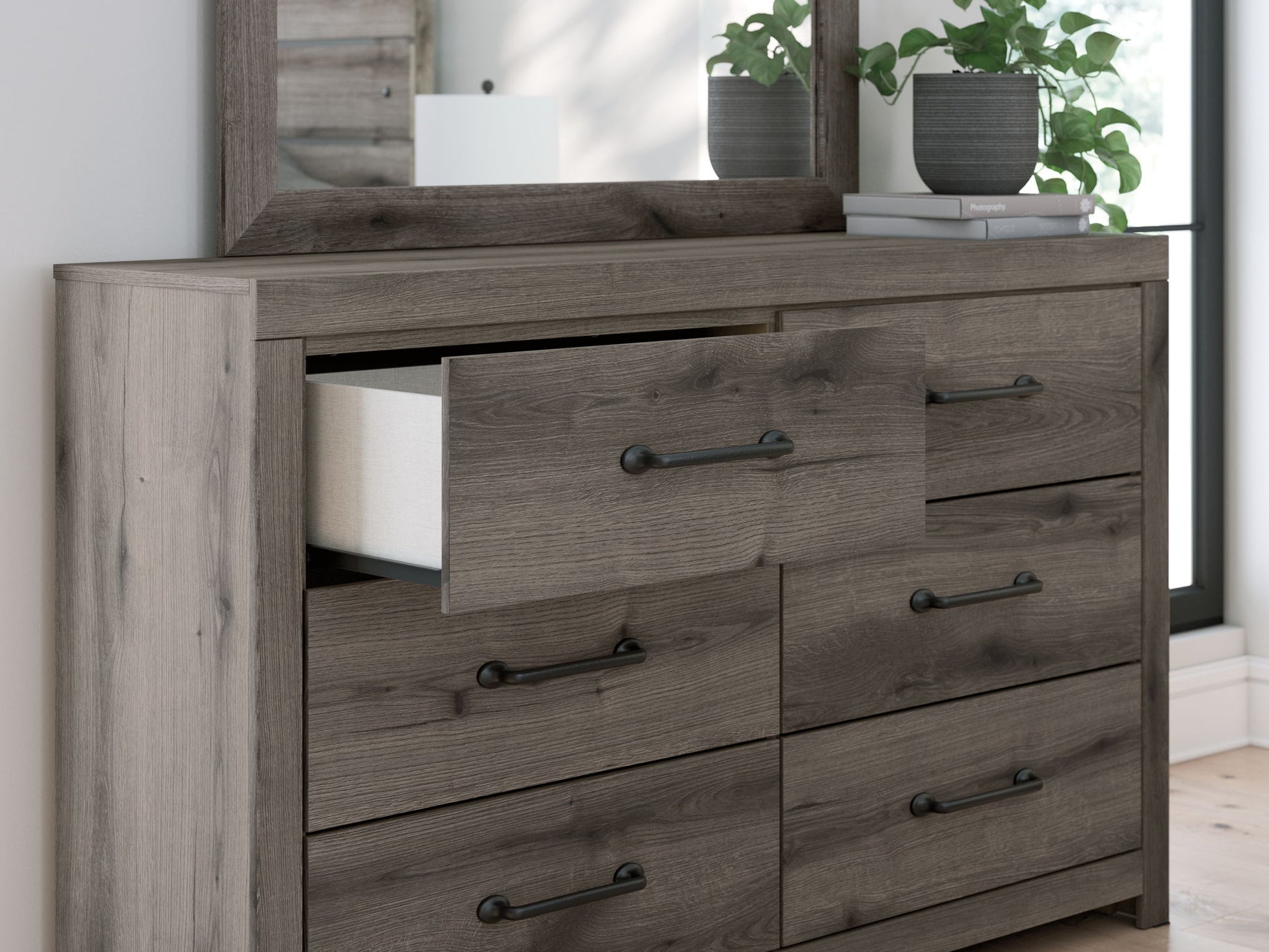 Graystorm - Brown Gray - Dresser And Mirror - Hornell Furniture Outlet