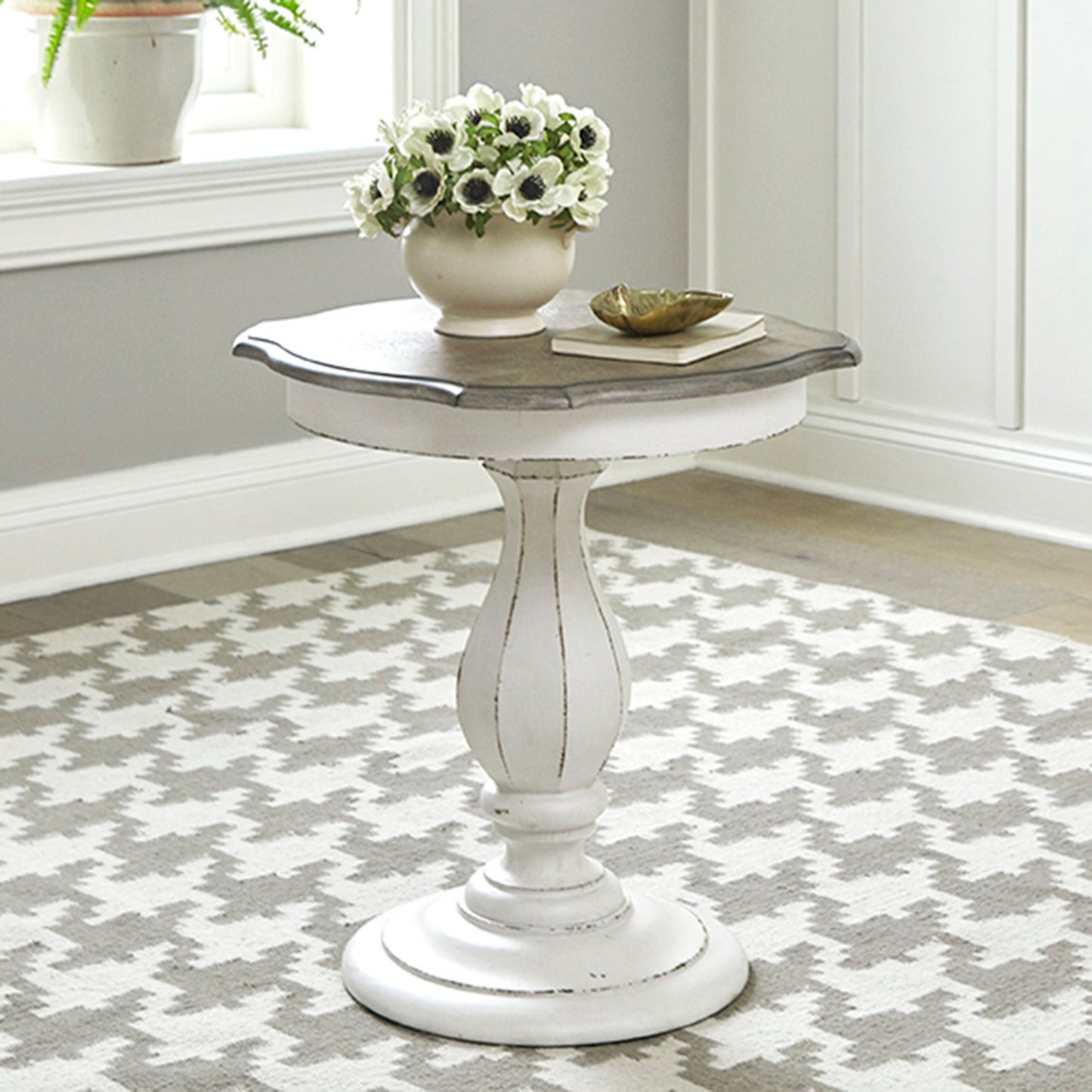 Magnolia Manor - Round Accent Table - White - Hornell Furniture Outlet