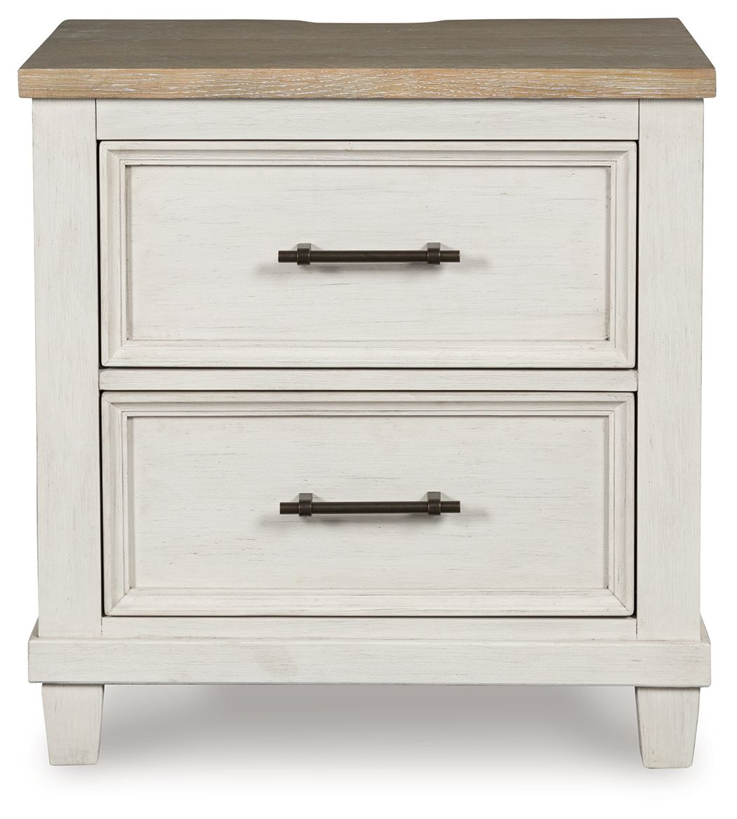 Shaybrock - Antique White / Brown - Two Drawer Night Stand - Hornell Furniture Outlet