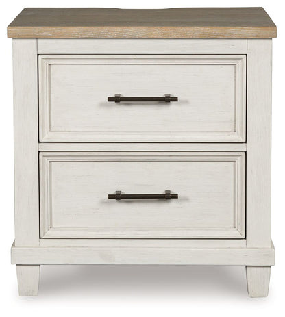 Shaybrock - Antique White / Brown - Two Drawer Night Stand - Hornell Furniture Outlet