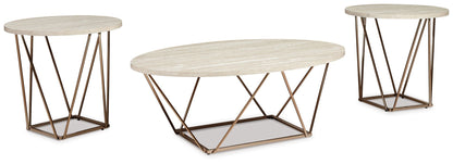 Tarica - White / Metallic - Occasional Table Set (Set of 3) - Hornell Furniture Outlet