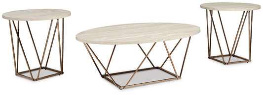 Tarica - White / Metallic - Occasional Table Set (Set of 3) - Hornell Furniture Outlet