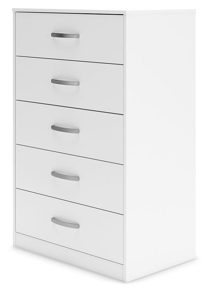 Flannia - White - Five Drawer Chest - 46" Height - Hornell Furniture Outlet