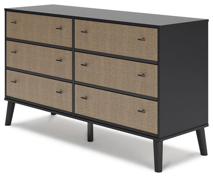 Charlang - Black / Gray - Six Drawer Dresser - Hornell Furniture Outlet