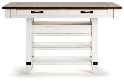 Valebeck - 5 Pc. - Counter Table With Wine Rack, 4 Swivel Stools - White / Brown - Hornell Furniture Outlet