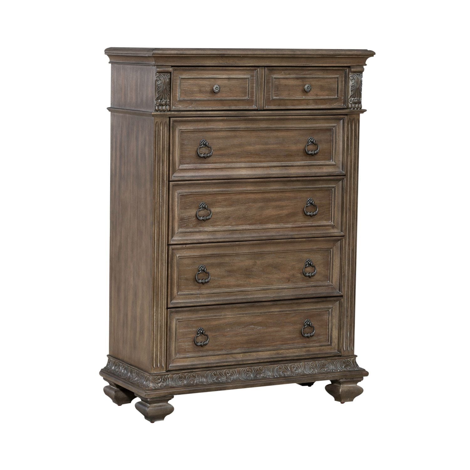 Carlisle Court - 5 Drawer Chest - Medium Brown - Hornell Furniture Outlet