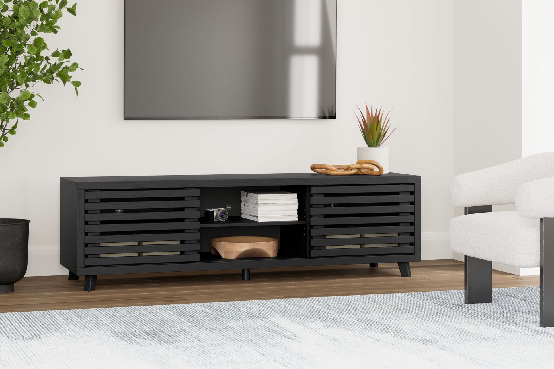 Danziar - Black - Extra Large TV Stand - Hornell Furniture Outlet