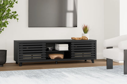 Danziar - Black - Extra Large TV Stand - Hornell Furniture Outlet