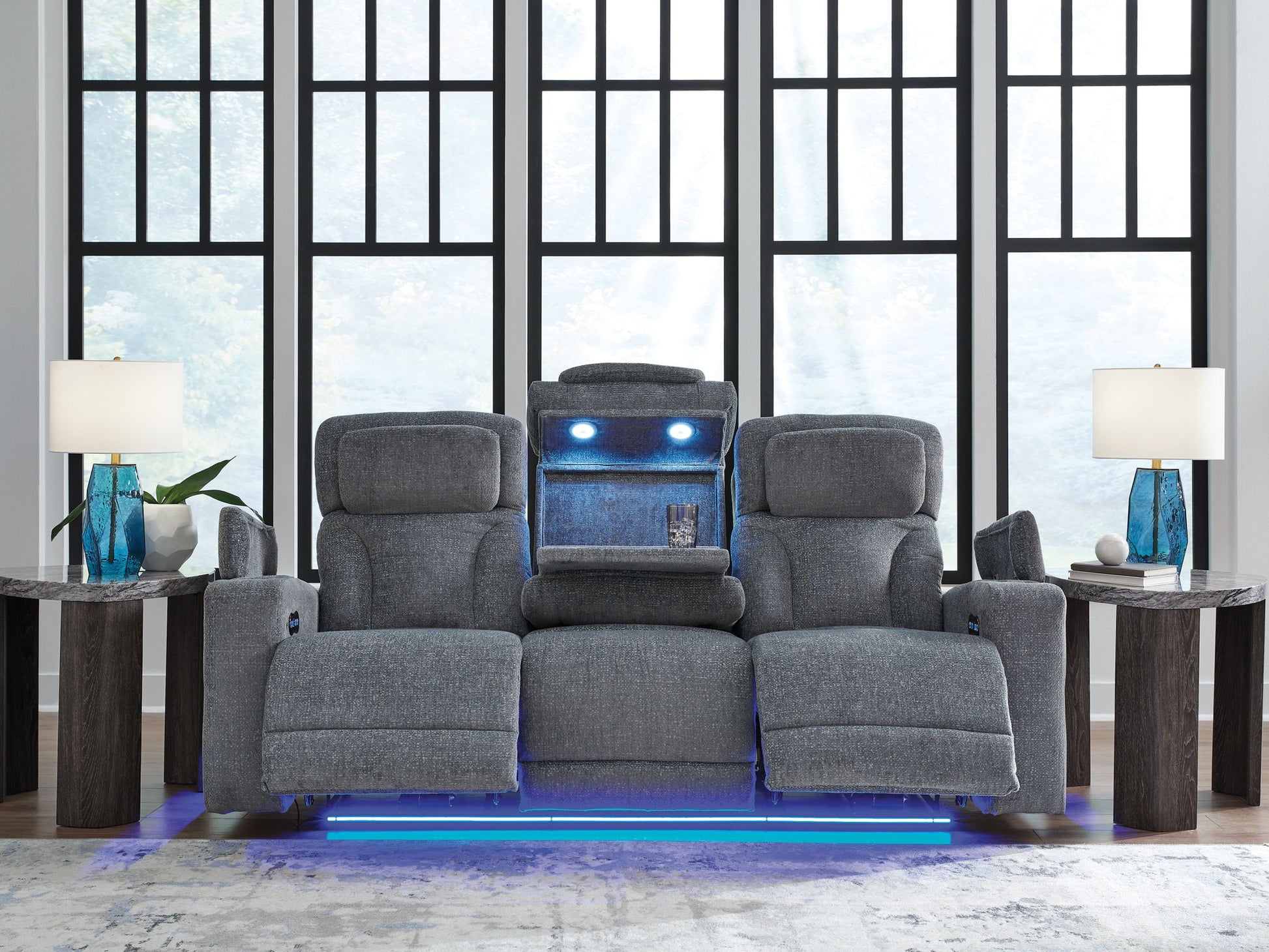 Studio Cave - Steel - Power Reclining Sofa - Hornell Furniture Outlet