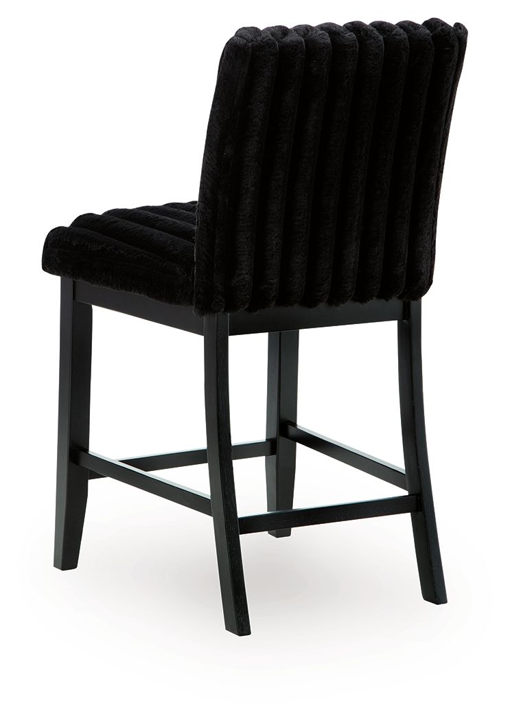 Mervannie - Upholstered Barstool (Set of 2) - Black - Hornell Furniture Outlet