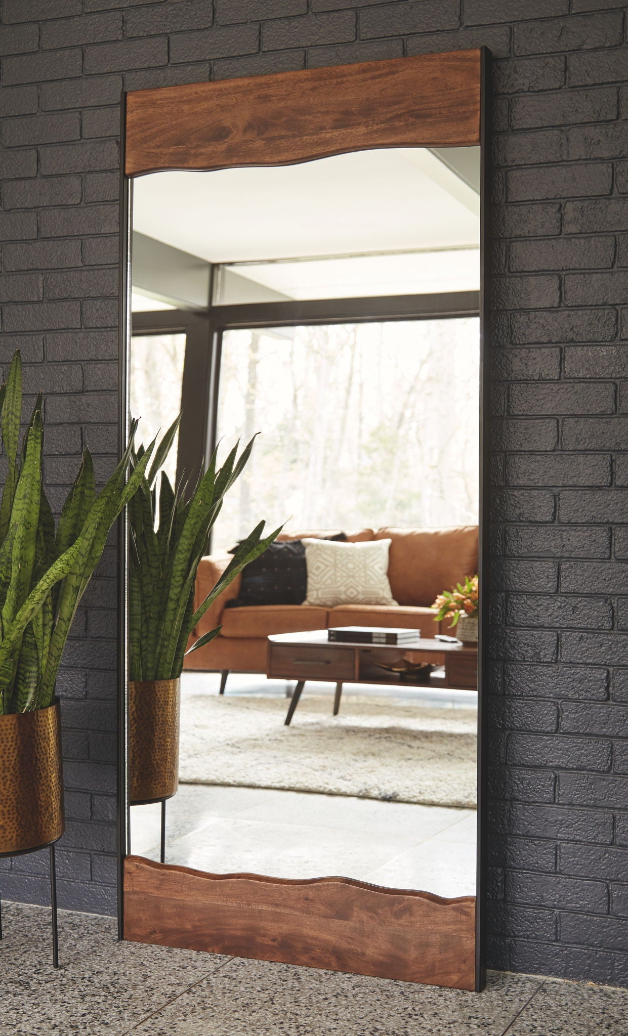 Panchali - Brown / Black - Floor Mirror - Hornell Furniture Outlet