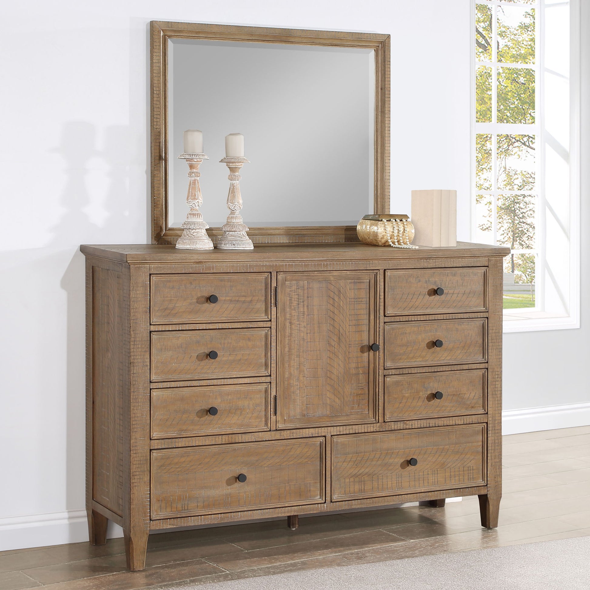Riverdale - Dresser And Mirror - Driftwood - Hornell Furniture Outlet
