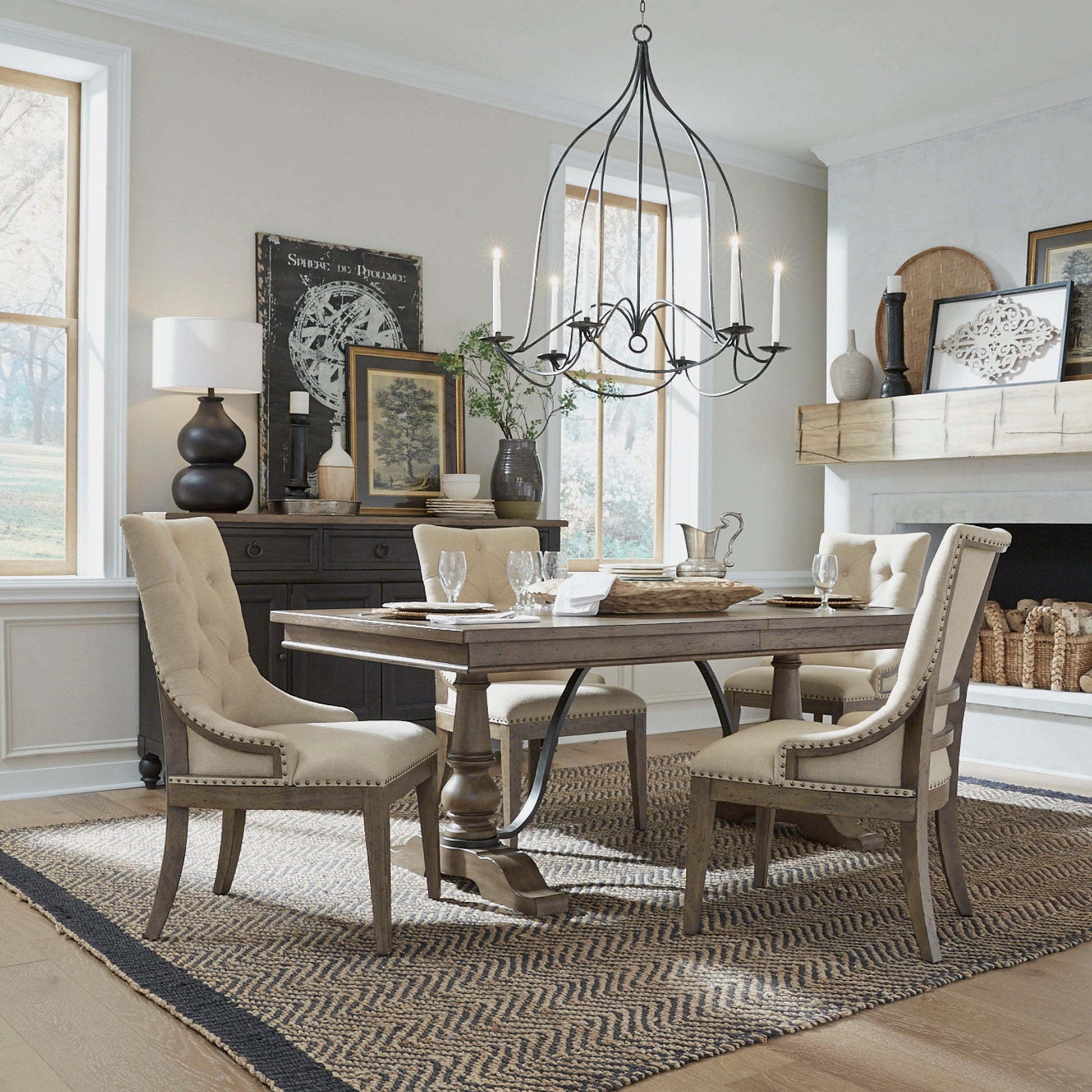 Americana Farmhouse - Trestle Table Set - Hornell Furniture Outlet