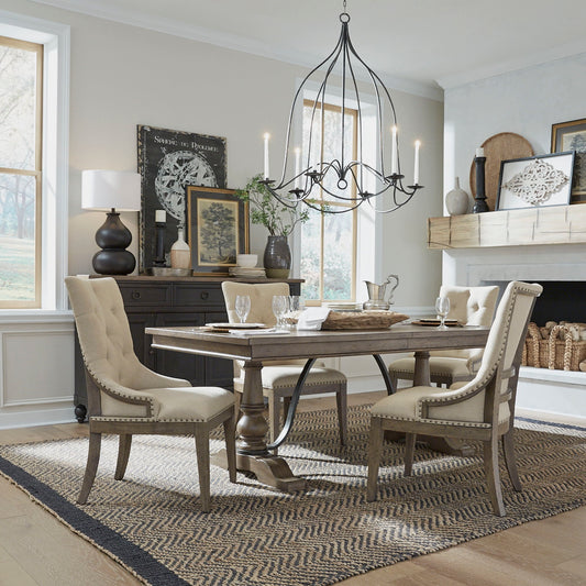Americana Farmhouse - Trestle Table Set - Hornell Furniture Outlet